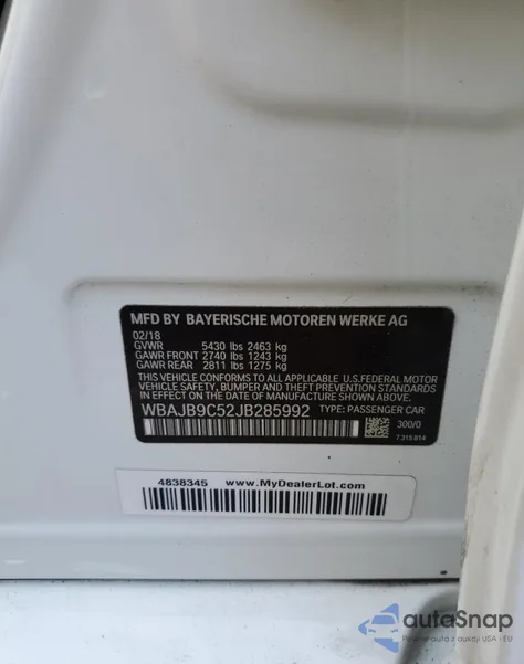 2018 BMW M550Xi z USA, uszkodzony, nr VIN WBAJB9C52JB285992